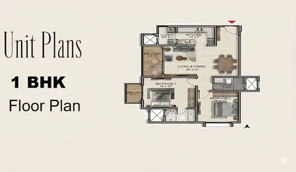 Featured Image of The Prestige Place 1 BHK Floor Plan